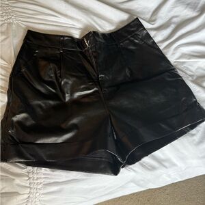 Black pleather Women's Shorts